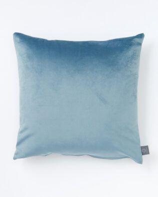 Light Teal Blue Faux Velvet Cushion